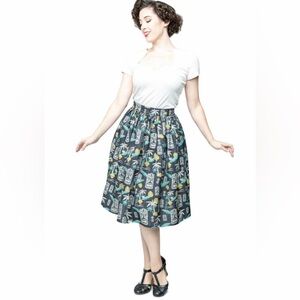 STEADY CLOTHING Tiki In Paradise Midi Skirt Swing Fit & Flare Size Small